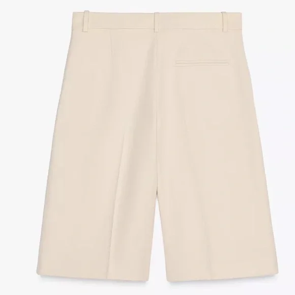 NWT Zara ZW Collection Cream Pleated Bermuda Shorts